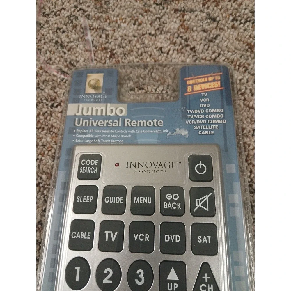 Jumbo Big Button Universal IR Remote Control TV VCR DVD Cable Satellite New